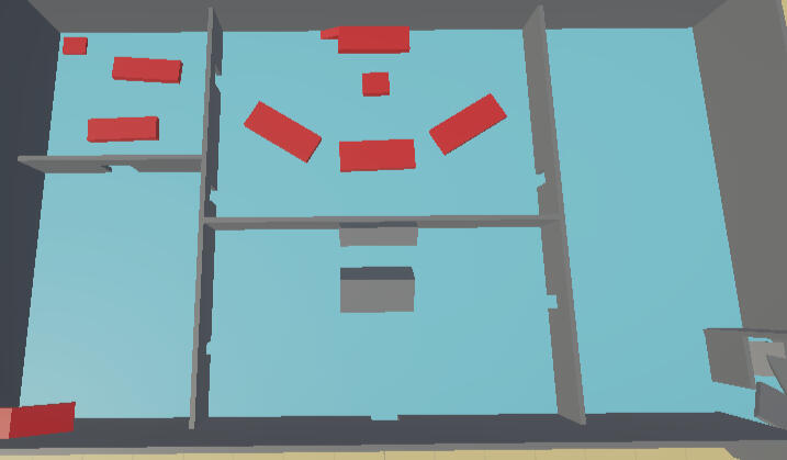 First blockout of the bottom floor of the mansion. I added more furniture and decorations later after more iteration
