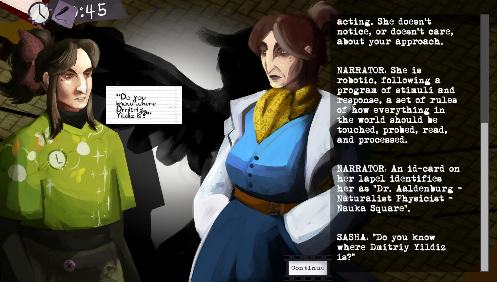 Example of dialogue I wrote
