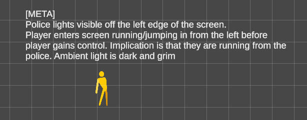 Example of notes I made in Unity about the level blockout
